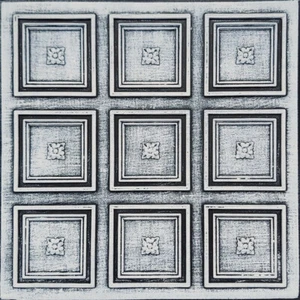 Pegamento para techo, pared, azulejos salpicadero, PVC 20""x20", ROCOCCO rústico blanco negro - Imagen 1 de 3