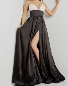 $595 Jovani Women's Black Sleeveless High Waisted V-Neck Ball Gown Dress Size 2 - Picture 1 of 4