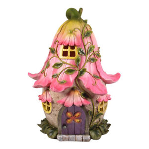 Led light up  flower fairy house pink fairy garden house nightlight lamp flower 