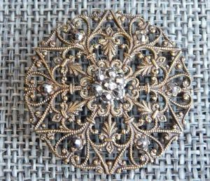 Antique Vtg Button Open Work w/ Steel Rivets Art Nouveau Aprx: 1-1/4" #806-X - Picture 1 of 5