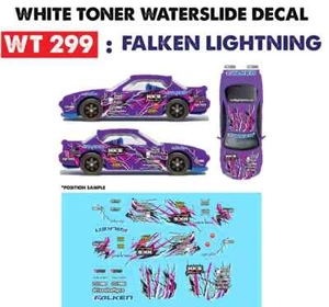 WT299 White Toner Waterslide Decals FALKEN_LIGHTNING For Custom 1:64 Diecast - Picture 1 of 4