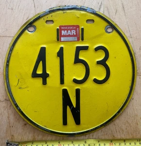RARE ! VENEZUELA MOTORCYCLE CYCLE LICENSE PLATE " 4153 N " VZ SOUTH AMERICA - Picture 1 of 1