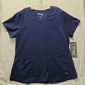 Greys Anatomy Elasthan Stretch Größe XL Damen Farbe-Indigo Peeling Top Neu mit Etikett - Bild 1 von 6