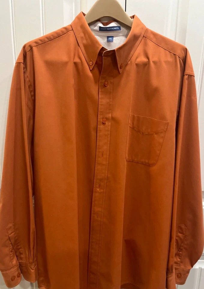 Мужская рубашка с длинным рукавом размер 2XL Port Authority жженый оранжевый цвет на пуговицах - Изображение 1 из 4