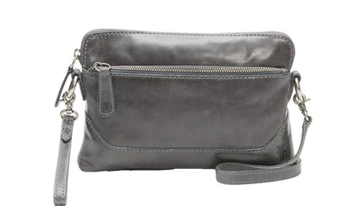 *Nuevo* Muñequera Bandolera FRYE Melissa - Negro Carbono/Gris *CUERO ITALIANO* $178 Foto 1 de 4
