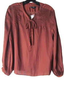 NUEVO Mujer J. Blusa Top Crew Talla Mediana Color Óxido Satinado - Imagen 1 de 6