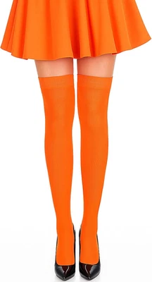 Orange Thigh High Socks for Women Knee High Stockings Halloween Costume - Image 1 of 4