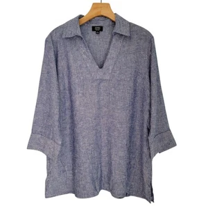 Jones New York Linen Blend Tunic Top Women Lagenlook Minimal Sz L - Picture 1 of 10