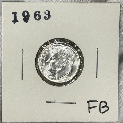 1963-P 10c Roosevelt Dime Ten Cents FULL BANDS 90% Silver Philadelphia US Coin - Image 1 of 4