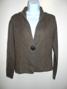 TULULA 30%CASHMERE BROWN 1 BUTTON SHAWL COLLAR CARDIGAN JACKET SWEATER SIZE S/M - Picture 1 of 8