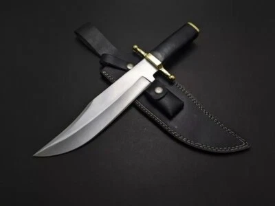 CUCHILLO BOWIE DE CAZA DE ACERO D2 HECHO A MANO PERSONALIZADO CON GUARDIA DE LATÓN Y MANGO MICARTA Foto 1 de 4