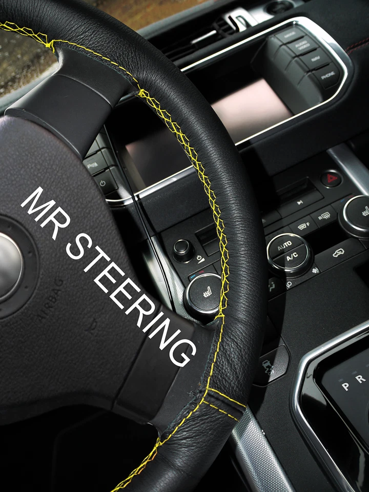 SE ADAPTA A 05+ CUBIERTA VOLANTE TOYOTA YARIS MK2 CUERO VERDADERO AMARILLO DOBLE PUNTADA Foto 1 de 4