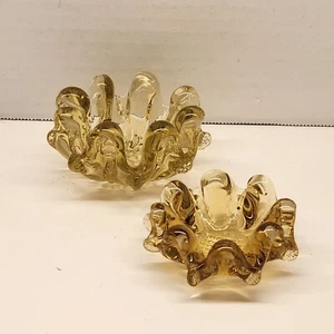 Vintage Citrine Art Glass Ashtrays Stackable Set - Picture 1 of 10