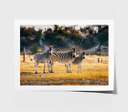 Zebra Herd Print, Forest Wall Art, Mountain Framed Nature Wall Art, Animals