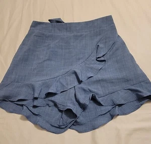 Haley & Co Skort Womens Medium Blue Ruffle Mini Shorts Skirt Bow Accent Lined - Picture 1 of 10