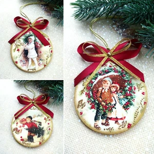 3 Pcs Christmas Tree Navidad Hanging Ornament Home Decor Handmade Vintage Style  - Picture 1 of 10