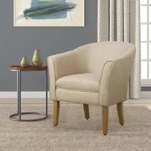 Homepop Accent Barrel Chair 17.5" Round Arm, Textured Polyester in Flax Brown - Picture 1 of 10