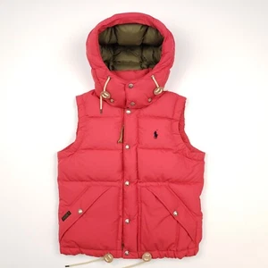 Polo Ralph Lauren Down Gilet Small UK 8 Women Hooded Bodywarmer Red Puffer Vest - Picture 1 of 18