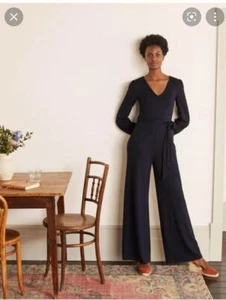 BODEN Alexandra Ponte Jumpsuit Navy RRP £130 UK 12P EXCELLENT CONDITION J0872 P2 - Picture 1 of 6