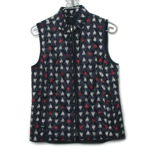 Talbots Womens Sailboat Print Red White Blue Full Zip Pockets Tunic Vest Medium - Picture 1 of 9