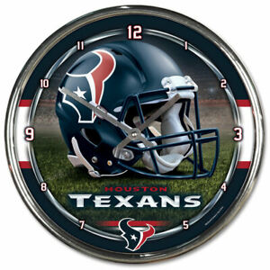 NFL Houston Texans 12" Round Chrome Wall Clock Fan Cave Decor