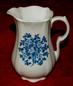 VINTAGE Stoneware PITCHER CREAMER Blue Wild Flowers Very Elegant Kitchen Decor! - Picture 1 of 6