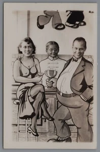 Bar Bartender Daughter Parents Stand-In Face-in-the-Hole Cartoon RPPC D11 - Picture 1 of 2