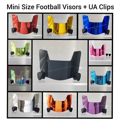 Chrome Mini Football Helmet Visors w/ UA Clips (*Hard Style*).