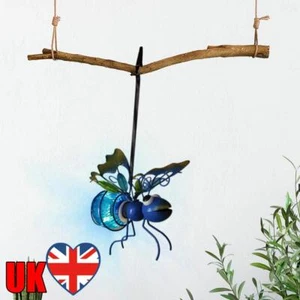 Solar Iron Insect Statue w/ LED Fairy Light Hanging Bee Light Garden Decor(Blue) - Picture 1 of 7