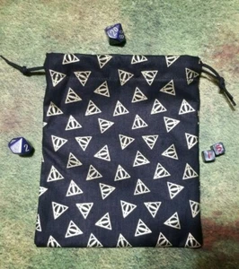 Harry Potter Deathly Hallows Metallic Dice Bag, Card Bag, Makeup Bag, Gift Bag - Picture 1 of 1