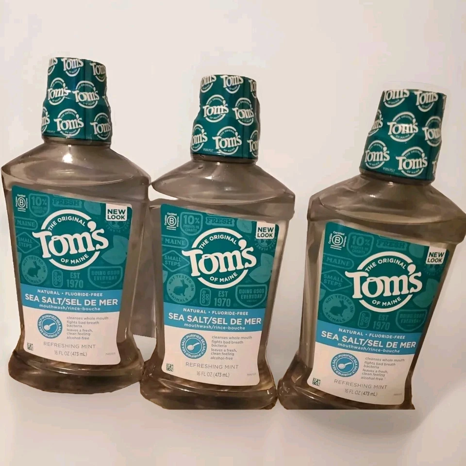 Lote de 3 enjuague bucal refrescante Toms of Maine sal marina menta 16 oz 9/2026 Foto 1 de 1