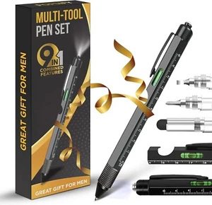 9-in-1 Multitool Pen Cool Construction Gifts for Men Fathers Birthdays Christmas - Picture 1 of 7