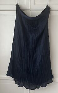 ELVI Women’s Maxi Skirt Plus Size 26 Dark Blue Pressed Pleated Ladies Skirt 34” 