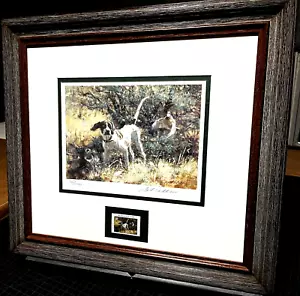 Robert Abbett 2001 Texas Wachtel Briefmarkendruck mit Stempel - postfrisch brandneuer Rahmen - Bild 1 von 5