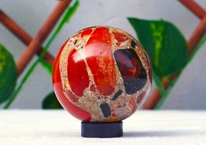 2" Natural Red Conglomerate Stone Sphere Ball - Picture 1 of 8