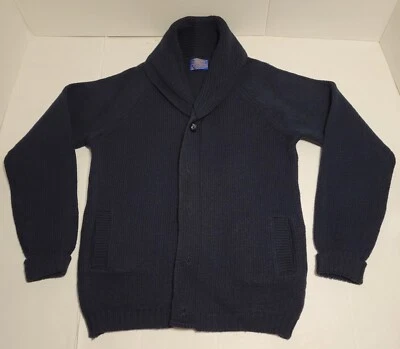 Vintage Pendleton Cardigan - Late 60s Early 70s - Men's L - Unisex Wear - Blue - Image 1 of 4