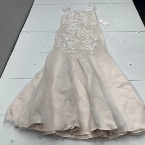 JJ’s House Trumpet/Mermaid Lace Tulle Wedding Dress Light Pink Women’s Size 8 - Picture 1 of 9