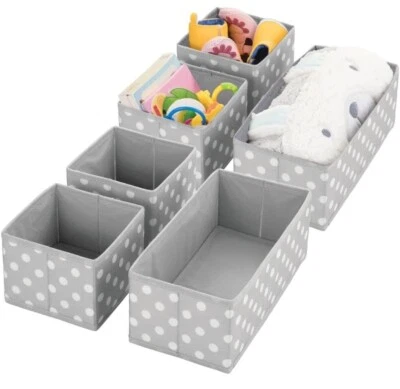 mDesign Set of 6 Storage Box 6 Fabric Organisers in 2 Sizes Bargain Sales RRP£50 - Image 1 of 4