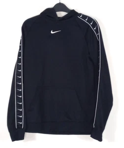 Nike Kids XL Black White Logo Pullover Hooded Jumper Hoodie Sweatshirt 90s Retro - Picture 1 of 7