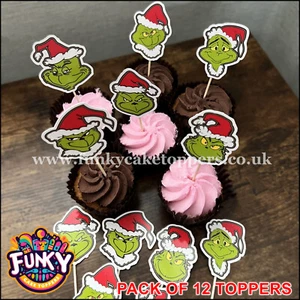 PAQUETE DE 12 DIVERSIÓN FESTIVA THE GRINCH FACE Dr SEUSS GRUMPY - Imagen 1 de 8