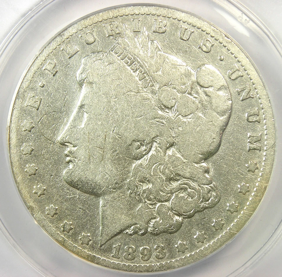 1893-CC Morgan Silver Dollar $1 Carson City Coin - Certified ANACS VG8 Details - Image 1 of 4