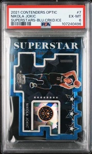2021-22 Contenders Optic Superstars Blue Cracked Ice #7 Nikola Jokic /75 PSA 6 - Picture 1 of 2