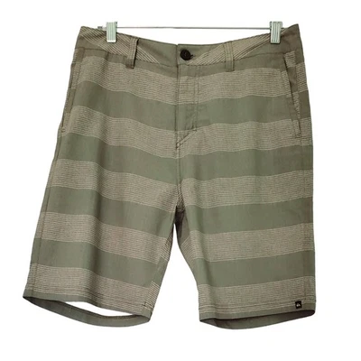 Pantalones Cortos Quiksilver Para Hombre Gris Con Rayas Verdes Elastizados Secado Rápido 32 Foto 1 de 4