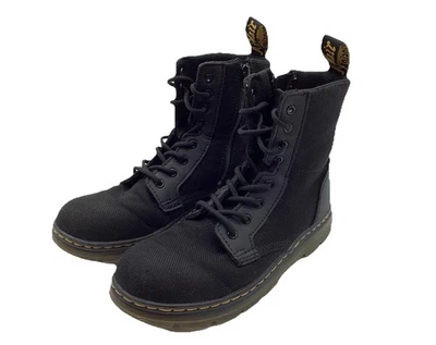 Doc Dr Martens 靴子梳子 J Combat 系带黑色帆布拉链青少年儿童 3 码 — 第 1/4 张图片