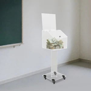 Boleta de acrílico transparente con cerradura y ruedas de pie sugerencia donación - Imagen 1 de 16