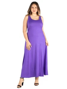 Maxi Vestido 24seven Comfort Apparel Plus Línea A Tanque Elastizado Púrpura Talla 2X - Imagen 1 de 1
