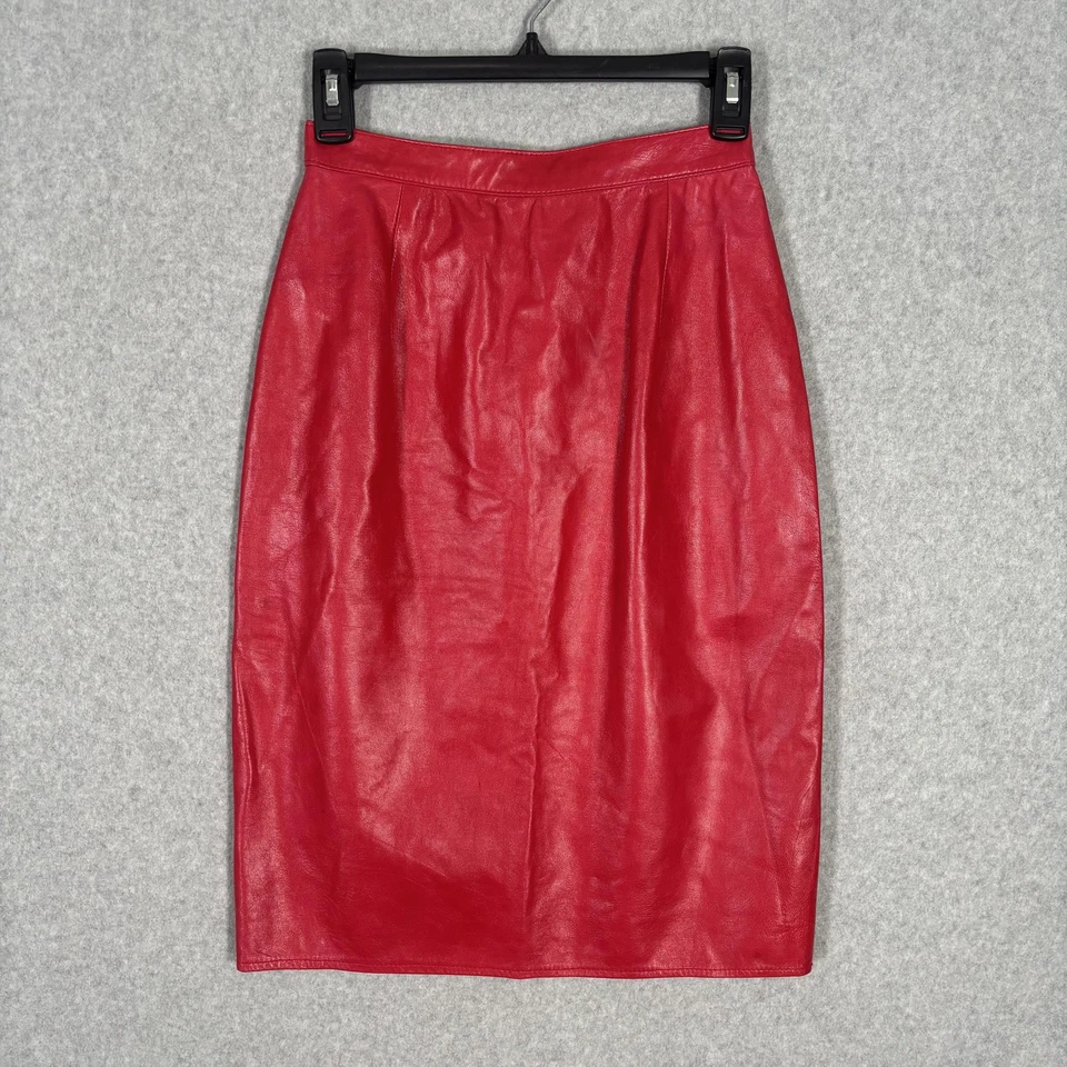 Falda lápiz de cuero vintage años 80 Anne Klein talla 4 suave mantecosa años 90 EE. UU. 24 cintura Foto 1 de 4