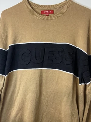 Vintage GUESS coffee/black Colored Men’s Throw Over Sweater Size Large - Image 1 of 4