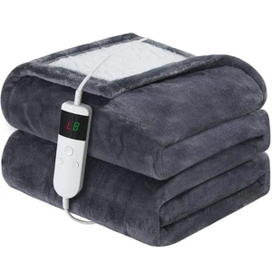 Electric Heated Blanket Throw Size 50''x60'' Soft Flannel & Sherpa Electric B... - Picture 1 of 7