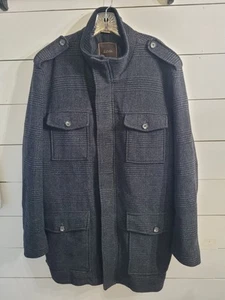 Giacca cappotto auto uomo Tasso Elba misto lana nero a quadri taglia XL spalline - Foto 1 di 15